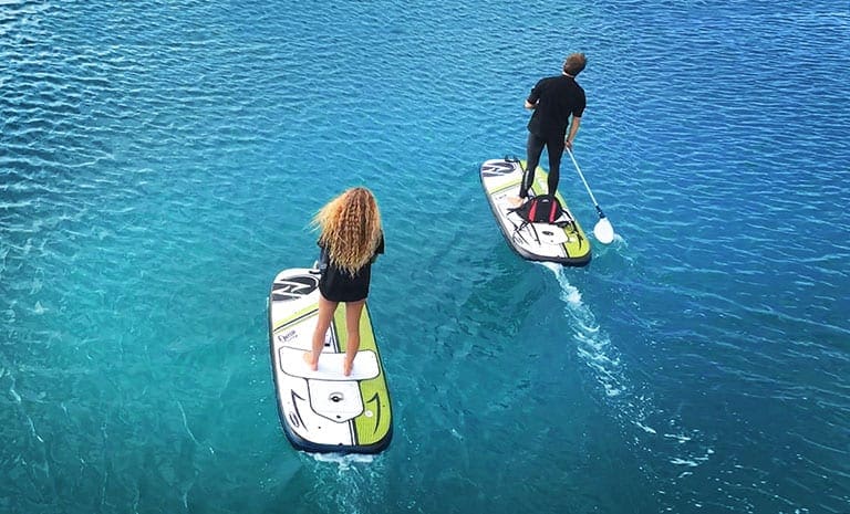 Two Onean Manta Electric Jetboards riding together in the ocean